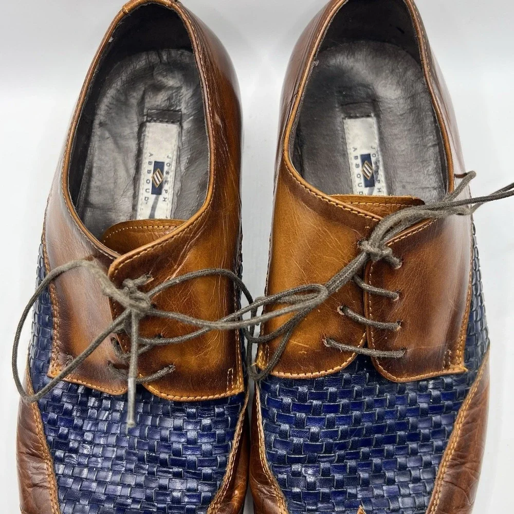 Joseph Abboud Giorgio Brown/Navy Leather Wing Tip Dress Shoe Mens‎ Size US 9.5